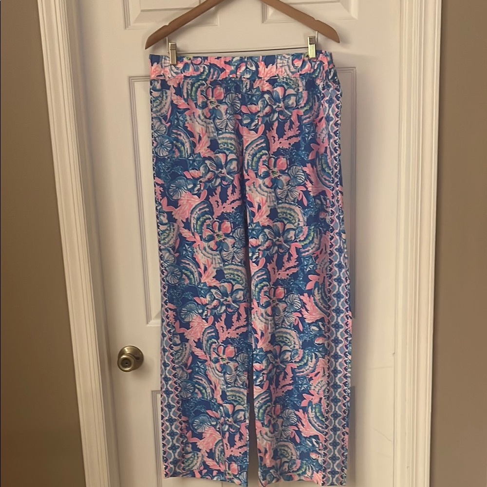Lilly Pulitzer Blue and Pink Patterned Pants